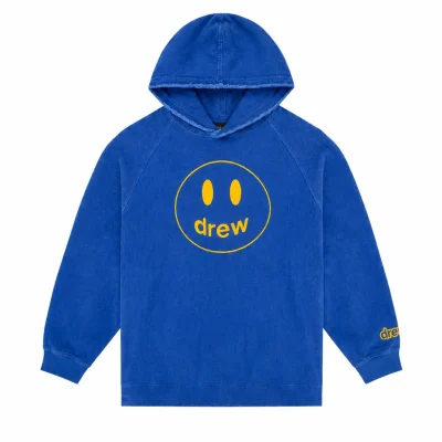 Cobalt Blue Smile Graphic Pullover Hoodie